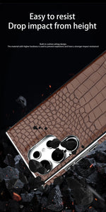 High Quality Leather Holder Electroplate Phone Case for Samsung Galaxy S25 S24 S23 Ultra S24 S23 Plus Bracket Magnetic Cover