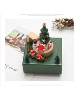 Creative Wooden Christmas Deer  Snowman Train  Music Box Handmade  Carousel Toy  Decoration Gift For Kids