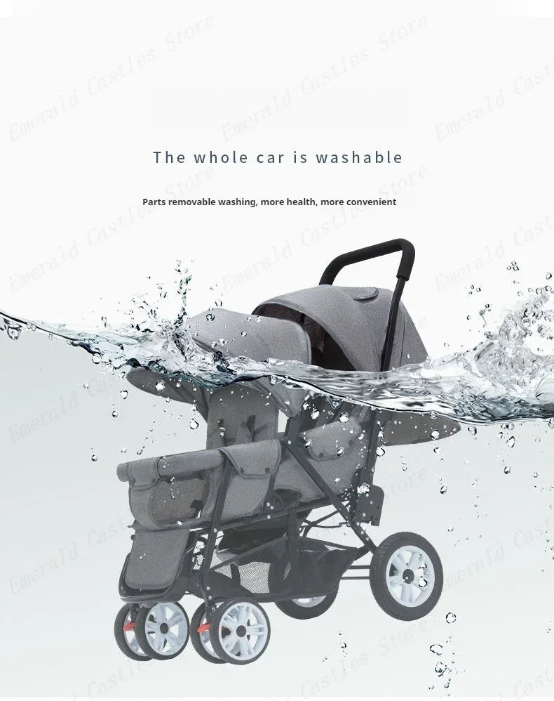 EU STOCK Twin strollers Double kids two seats strollers foldable carriage wholesale baby stroller Front and rear seats