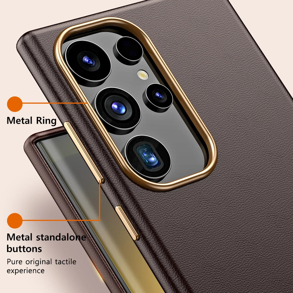 LANGSIDI Luxury Nappa Leather Magnetic Phone Case for Samsung s24 ultra Galaxy s23 ultra s24 plus for Magsafe fundas Back Cover