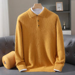 2025 Autumn And Winter New Men's Mink Wool Sweater POLO Collar Pullover Business Thick Warm Loose Oversized Knitted Sweater Tops