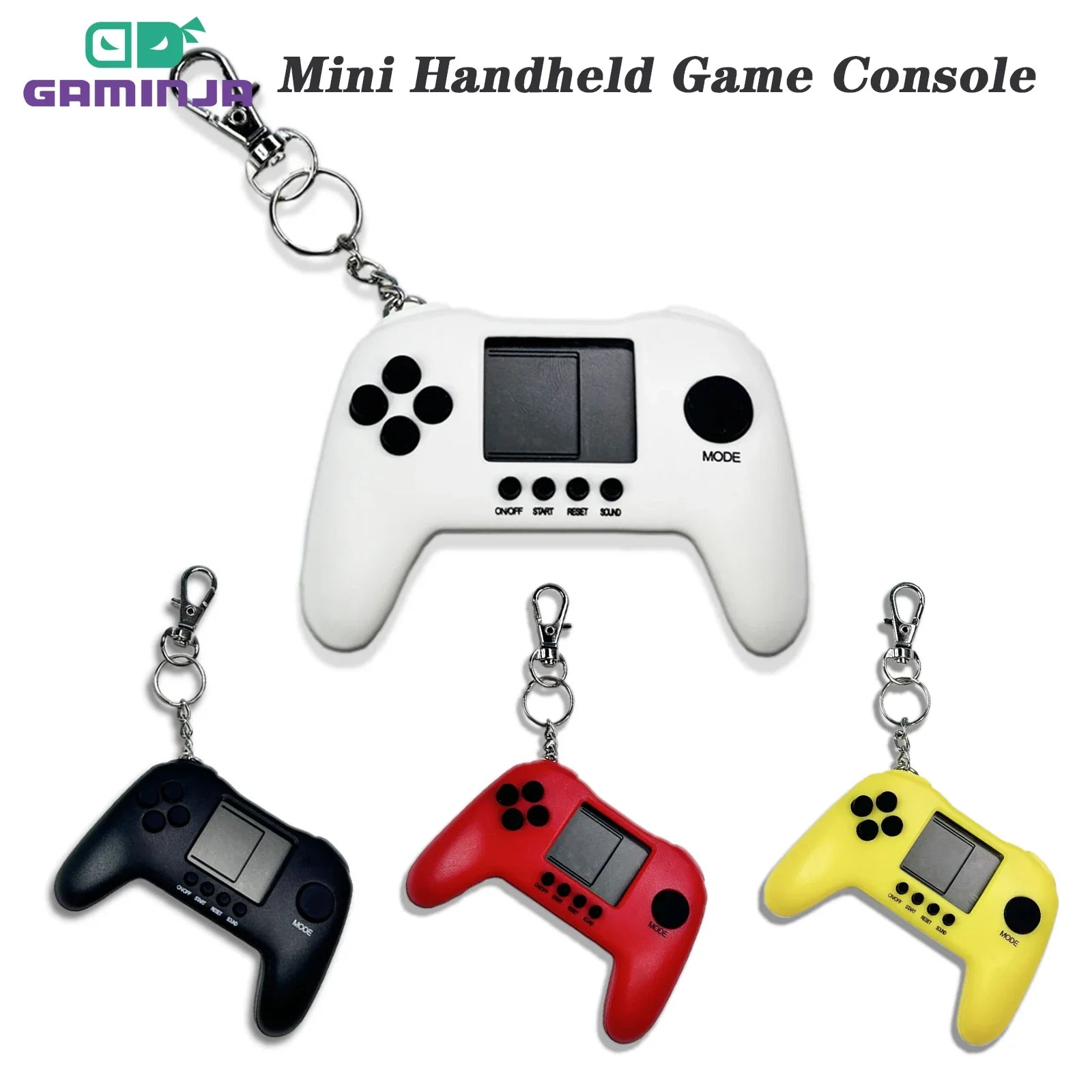 GAMINJA GC61 Mini Handheld Game Players Machine Pocket Game Console Built in Retro Games Use for Key Chain Ring Holder