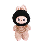 Luxury Tidal Current Labubu Black Hip Hop Mask Knitted Hat Accessories 3-Layer Big Gold Chain Street Fashion Doll Ornaments