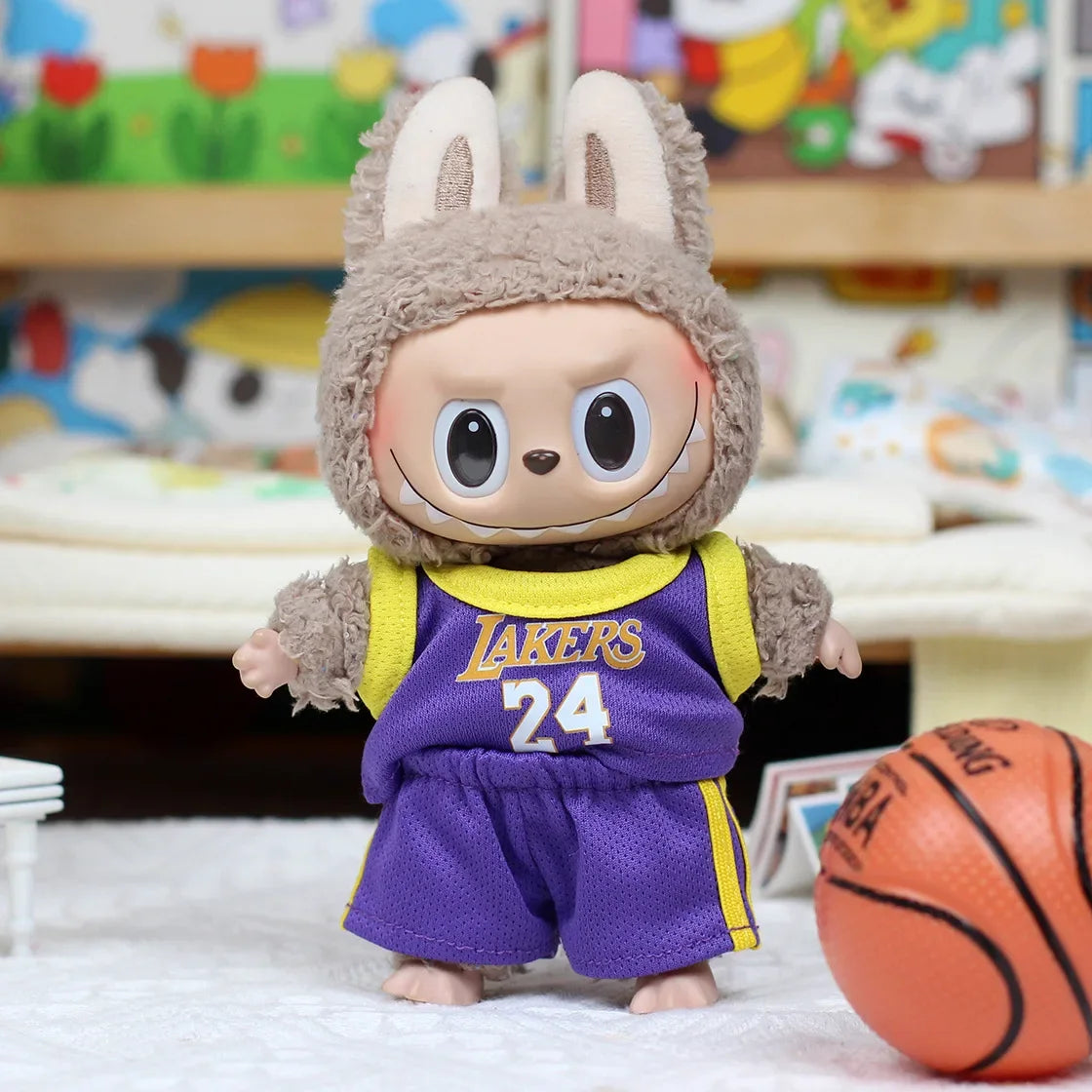 For 17cm Labubu Football Basketball Size 10 Clothing V1V2 Labubu Doll Size 7 Vinyl Pendant Doll Clothing DIY Sportswear Boy Toy