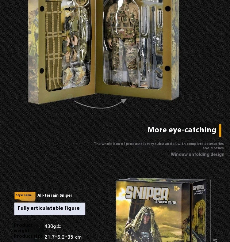 Jungle Sniper 1/6 Soldier Model - Joint Movable Special Forces Doll Handmade Military Action Figure Tactical Collectible Toy
