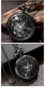 Steampunk Copper Vintage Hollow Gear Hollow Quartz Pocket Watch Necklace Pendant Clock Chain Men Women with Chain Gifts