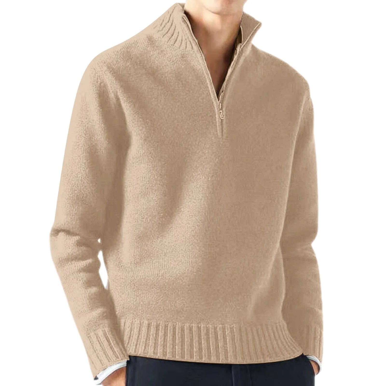 Sweaters For Men Clearance Casual Simple Bottom Sweater Solid Color Warm Knit Half Zip Long Sleeve Sweater Nuevo En SuéTeres