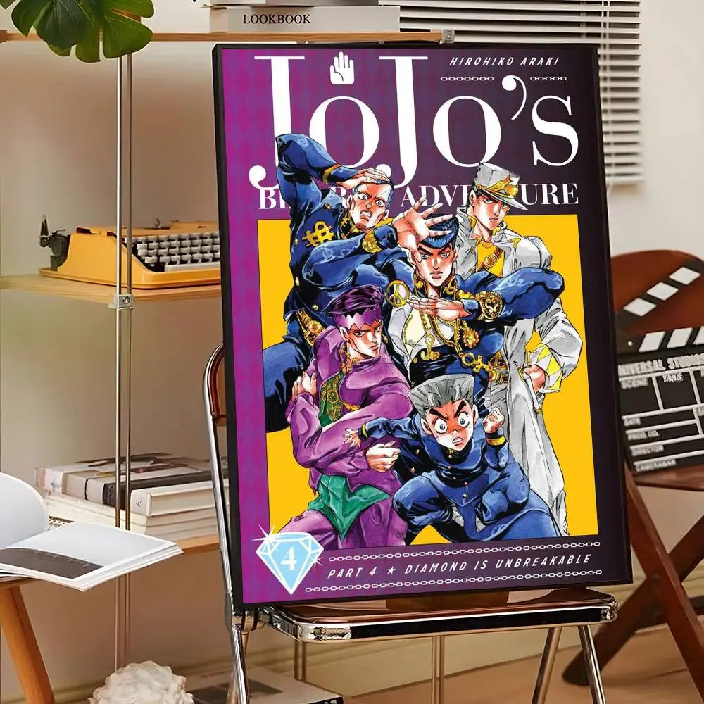 Anime J-JoJo Bizarre Adventure Poster Sticky Wall Art Printing Waterproof Home Living Bed Room Bar Aesthetic Decor