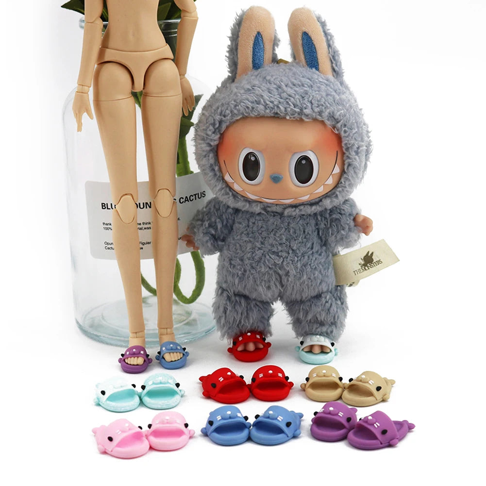 (Shoes Only)17cm Labubu Accessories Shoes Dolls Can Wear Shark Slippers Fun and Stylish Casual Shoes for Playtime