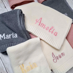 Personalized Kid Name Baby Blanket Embroidered Newborn Stroller Swaddle Breathable Cotton Knitted Bedding