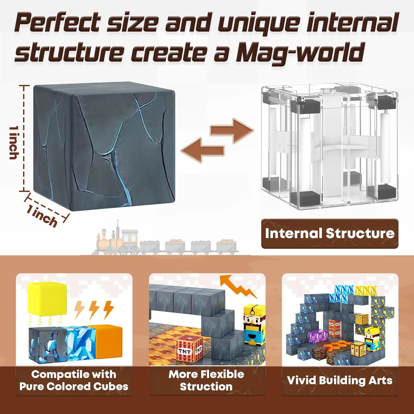 Magnetic Building Blocks Mine World Cube Magnet World Set for Kid Age DIY Model Children Stem Best Montessori Sensory Toy