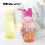 550ML Transparent Water Bottle Food Grade Portable Fitness Sports Water Bottle Tritan Material with Lanyard Outdoor Supplies