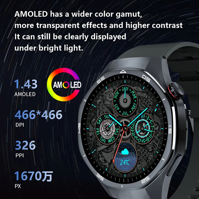 HT32 Smart Watch AMOLED Men Watch 5 Pro NFC Compass 1GB ROM Local Music Album E-Book Heart Rate Sport Smartwatch for Android IOS