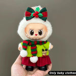 17cm Mini Plush Doll'S Clothes Outfit Accessories For Korea Kpop Labubu V1 V2 V3 Christmas onesie hat set Clothing
