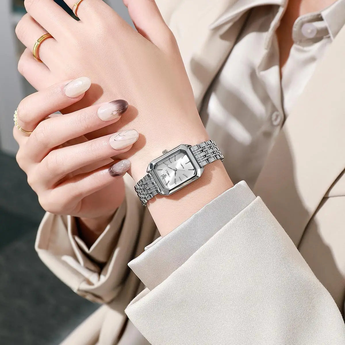 Fashionable Classic Five Bead Bracelet Watch Square Women's Fashion Watch Goddess Essential