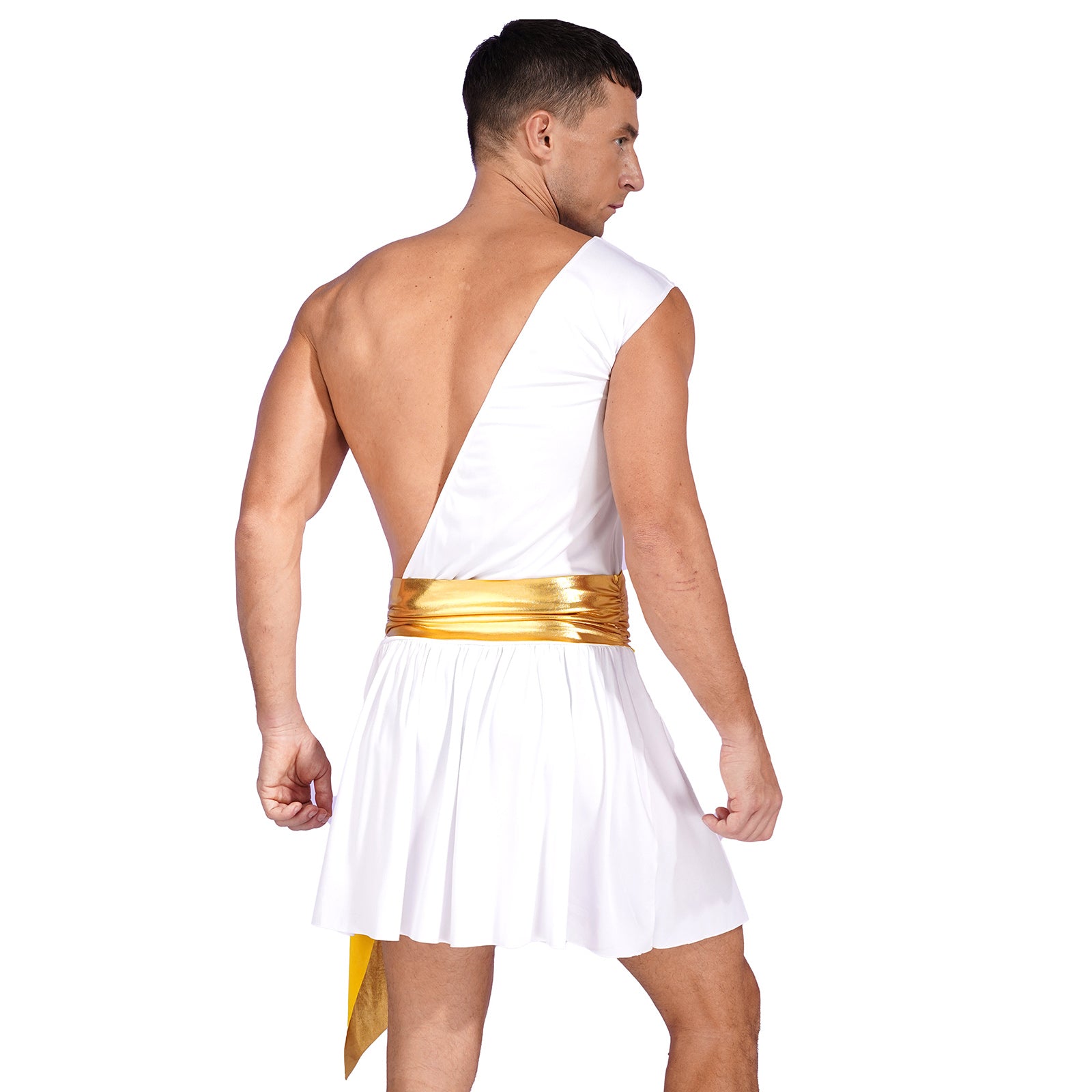Mens Ancient Greek God Toga Gladiator Costumes Roman Emperor One Shoulder Sleeveless Robe Halloween Medieval Warrior Outfits