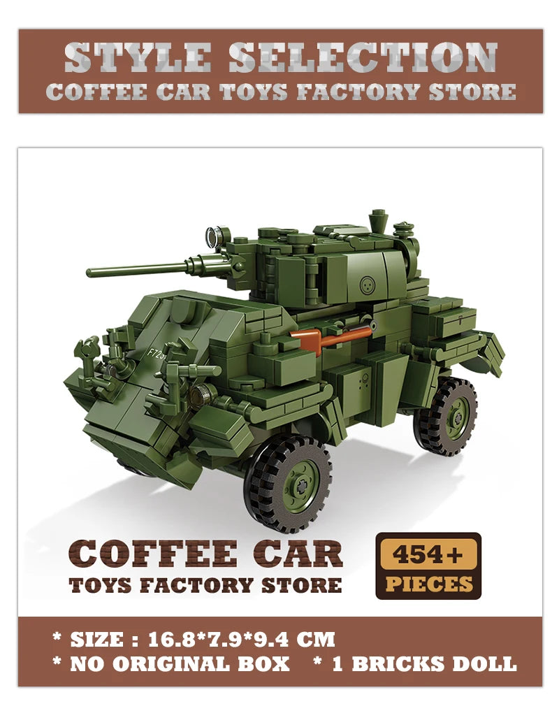 WW2 Classic Anti-tank Gun Building Blocks Army Weapon Toys Military Armored Cars MOC Bricks Tank Model Adult Children Gifts NEW