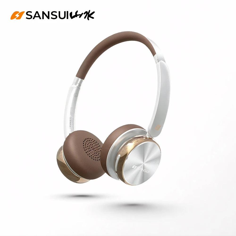 Sansui DT11 ANC Wireless Bluetooth 5.4 Headphone -45dB Active Noise Reduction Headsets 50H Playtime Over Ear Retro Earphones