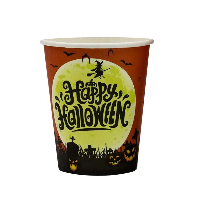 Halloween Themed Disposable Tableware Cups 7 Inch Plates 9 Inch Plates Halloween Party Decoration Supplies Festival Supplies