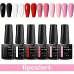 MEET ACROSS 6Pcs Gel Nail Polish Set Pink Red Green Macaron Color Manicure Kit For Nails UV Gel Nail Art Varnish Nail Supplies