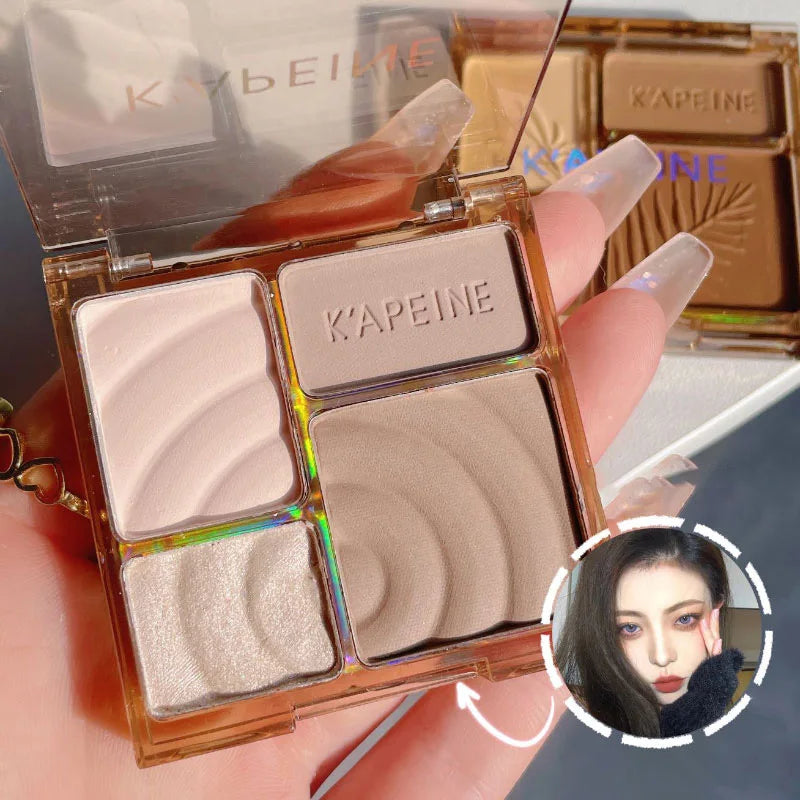 3D Facial Contouring Bronzer Cosmetics Brightening Beige Matte Highlights Palette Four-color Eye Shadow Nose Powder Makeup