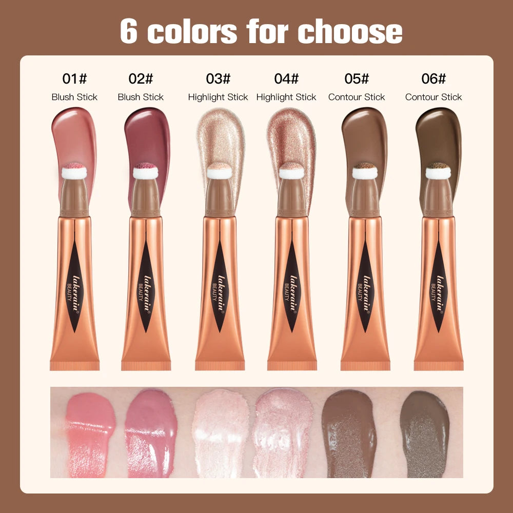 New Cream Bronzer Contour Blusher Beauty Wand Highlighter Blush With Cushion Liquid Face Bronzer Wand Stick Applicator Makeup