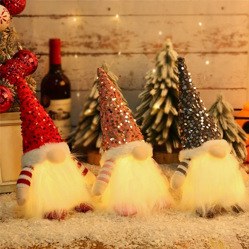 ABKW-Luminous Christmas Doll Decorations 3 Pcs Christmas Decoration Accessories Ornament