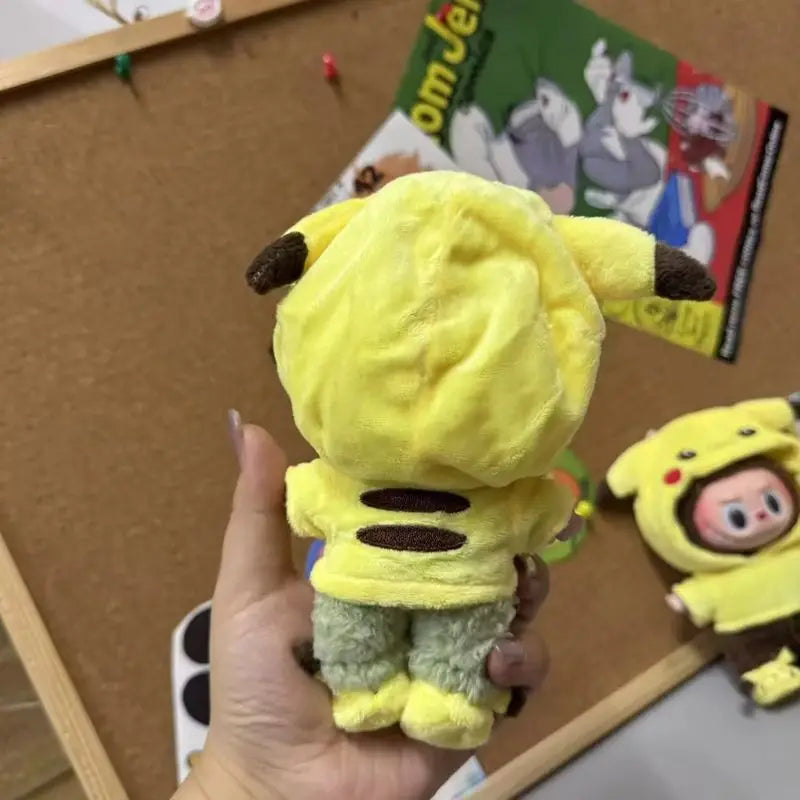 For/Cloth 17cm Labubu New Mini Plush Doll Clothing Set Cute Pikachu Suit Cartoon  Vinyl Doll Kpop Idol Doll Clothing Accessories
