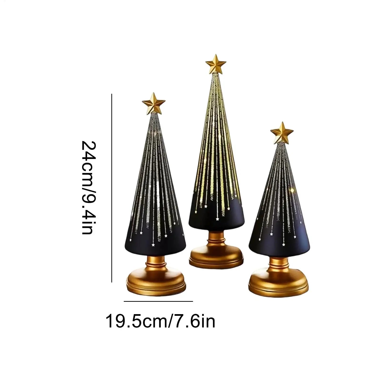 Table Christmas Tree 3 Pieces Christmas Sculpture Indoor Resin Star Tree Figurine For Home Room Winter Party Decorations Table