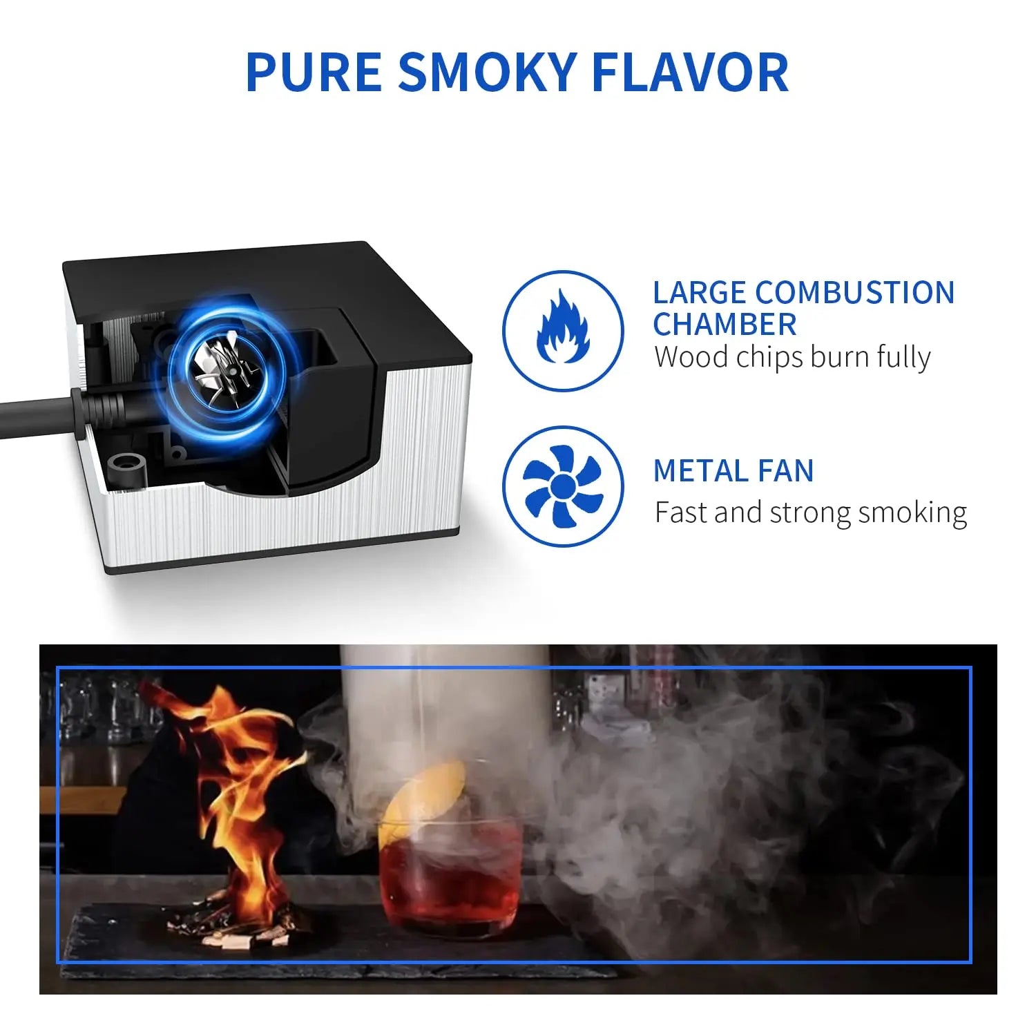 Portable Cocktail Smoker Food Cold Smoking Gun Whiskey Smoke Infuser Generator for Meat Veggies Sausage Kitchen Indoor&Outdoor