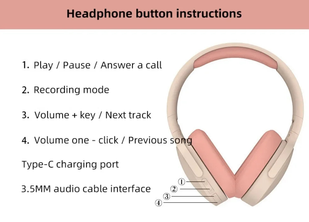 Wireless Headphones BT 5.1 Over Ear HiFi Stereo Headset True Wireless Sports Earphones Noise Cancelling Gaming Headphones