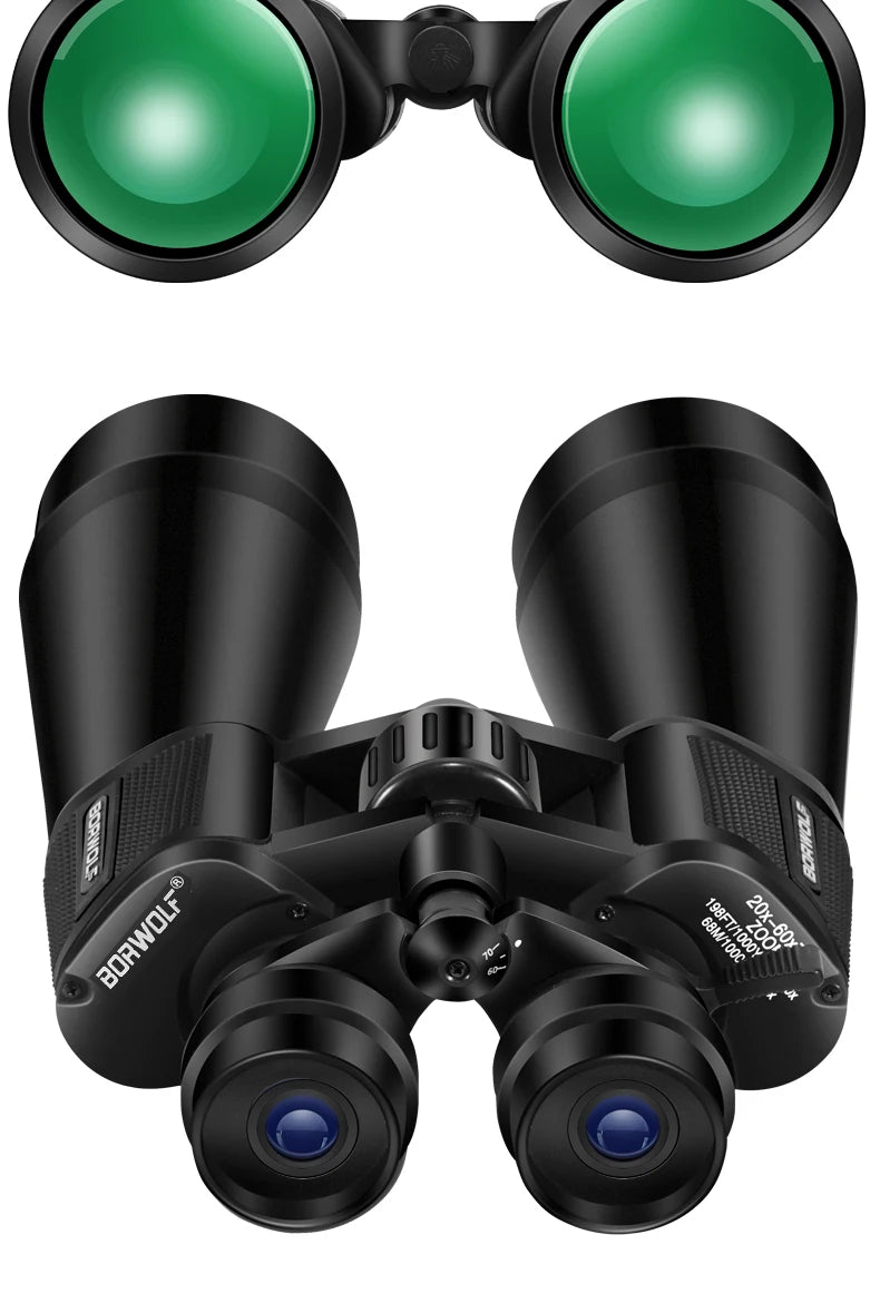 BORWOLF 20-60X70 Binoculars High Magnification  Long Range Zoom 60 Times  Hunting   Astronomical Telescope HD Professiona  Zoom