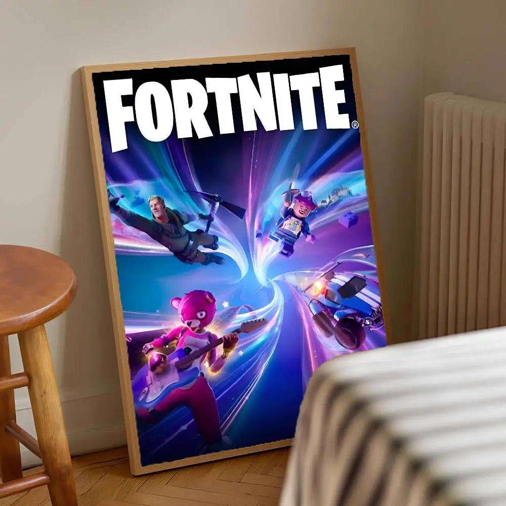 1pc F-Fortnites Game Poster Stickers Print Wall Art Canvas Painting Waterproof For Living Room Bedroom Home Decor