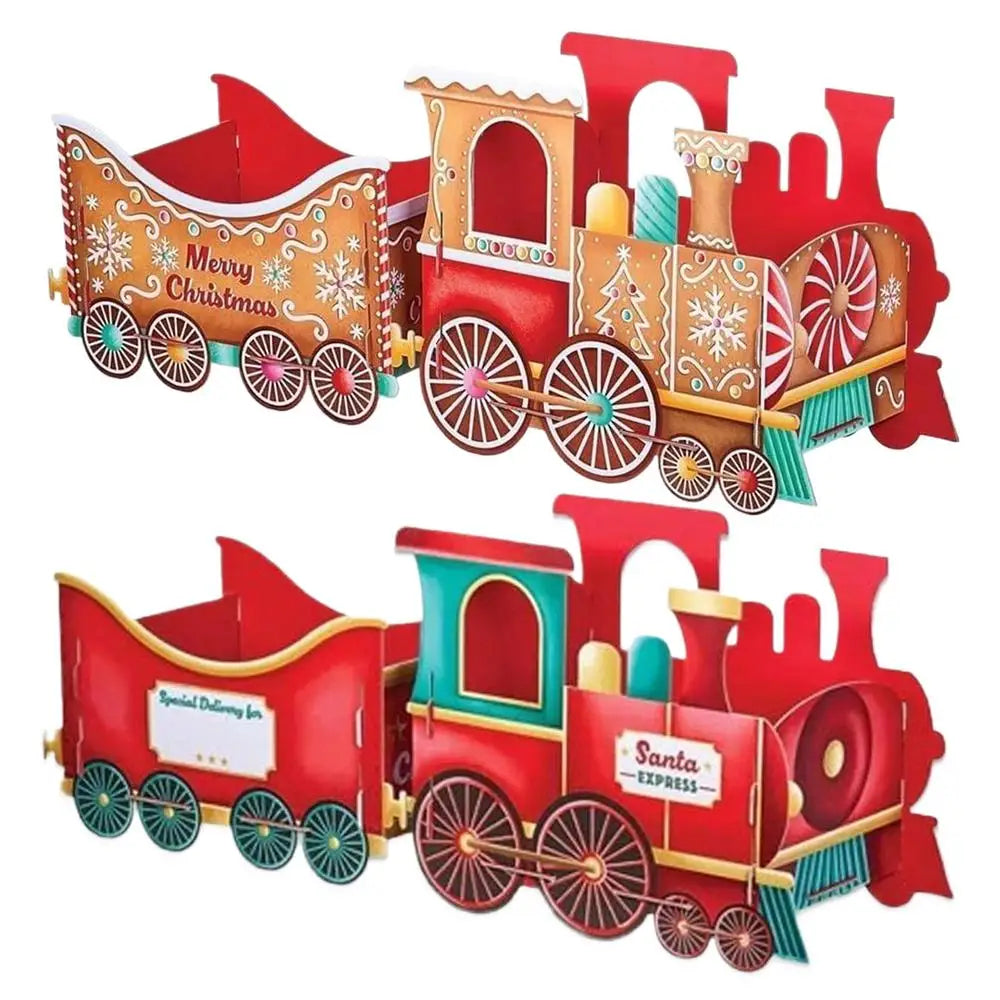 Santa Train Box  Christmas Gift Train Decoration Festive Christmas Train Santa Gingerbread Gift Boxes For Presents Candy