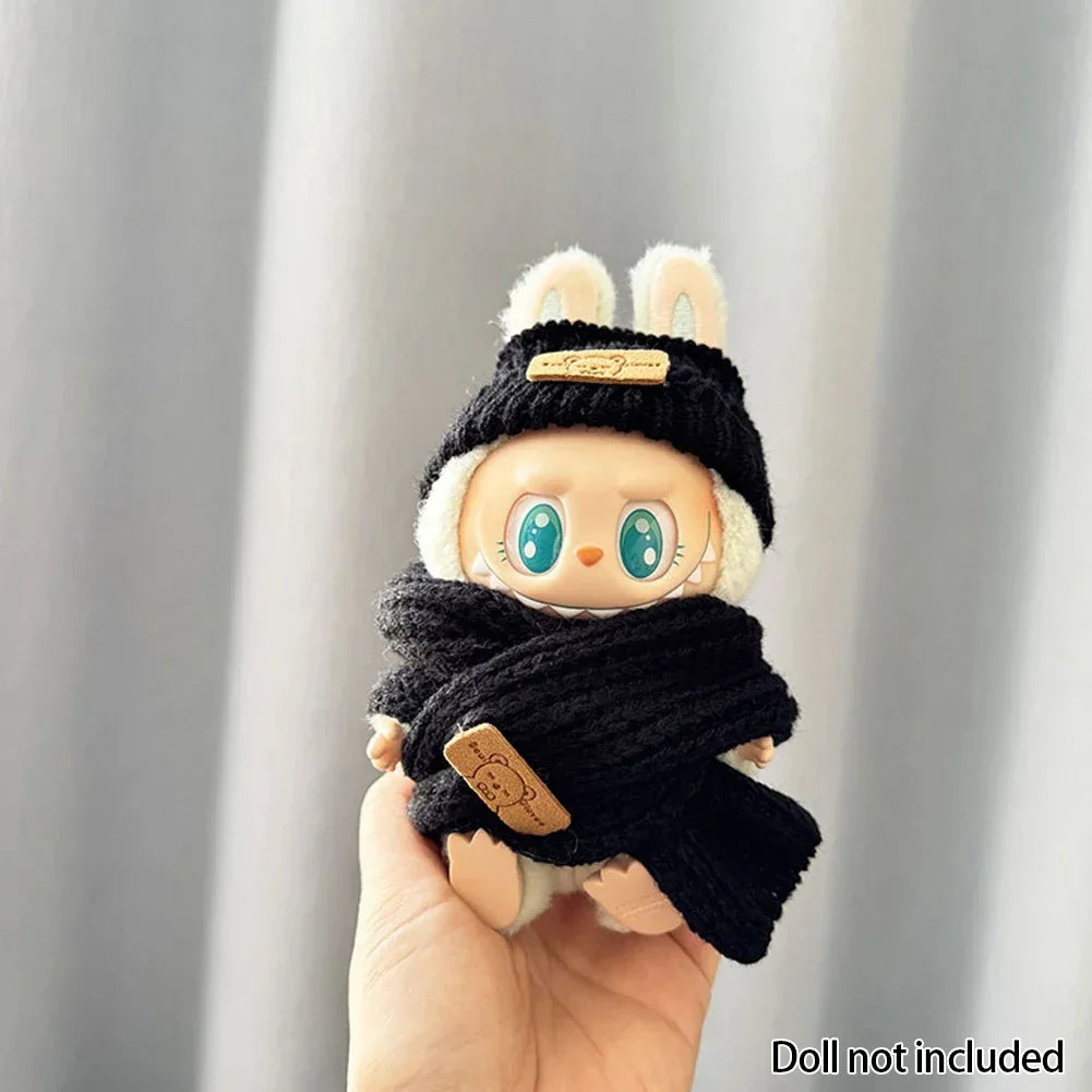 For 15-17 cm V1v2 Labubu Clothes Outfit Labubu Sitting Party Bear Label Scarf Hat Bag Dolls Accessories Cute Decoration Sweater