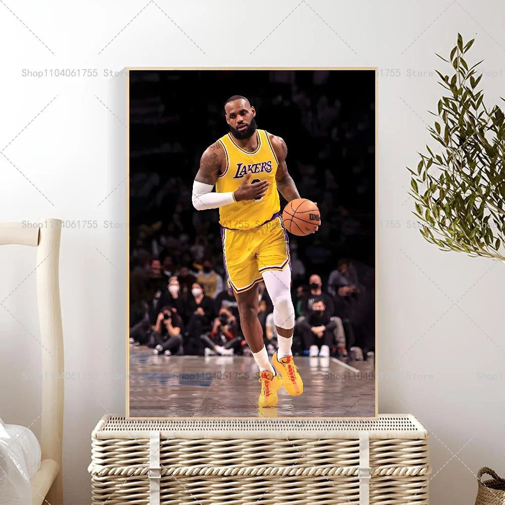 1PC L-LeBron J-James Poster Self-adhesive Art Waterproof Paper Sticker Coffee House Bar Room Wall Decor