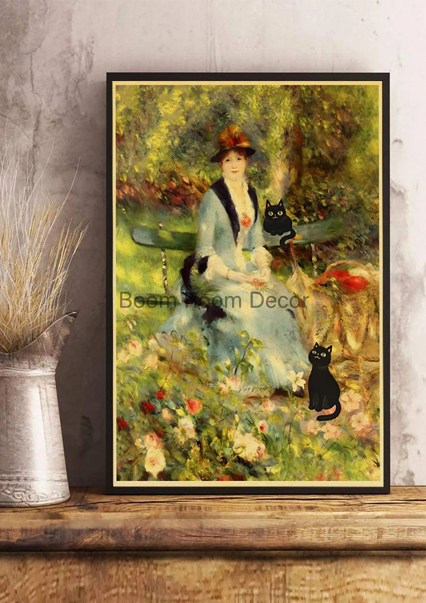 Digital Cats Cute Poster Kraft Paper Prints Modern DIY Funny Cartoon Room Painting Prints Art Picture Posters Living Room Decor