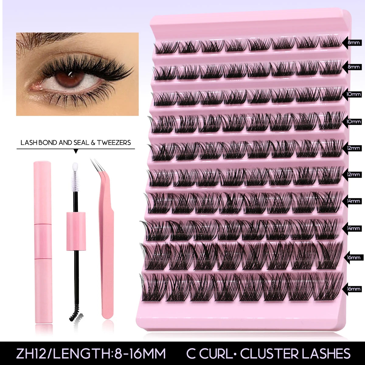 DIY Lash Extension Kit Individual Eyelash Extension Kit Cluster Lashes Kit Lash Glue Remover for Eyelash Extensions Makeup