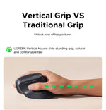 UGREEN Vertical Wireless Mouse 2.4G Ergonomic 4000DPI 6 Mute Buttons for MacBook Tablet Laptops Computer PC Mice Black Pink