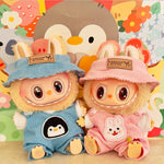 Labubu Doll Fashion Set Cute White Shirt Hat Animal Overalls Doll Clothes Accessory Gift for 17cm Doll