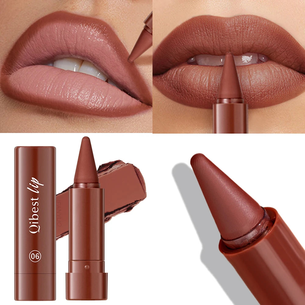 Twist Up Lip Liner Lipstick Pen Multipurpose Powder Blusher Velvet Matte Waterproof Lip Contour Non Stick Cup Lip Rouge Makeup