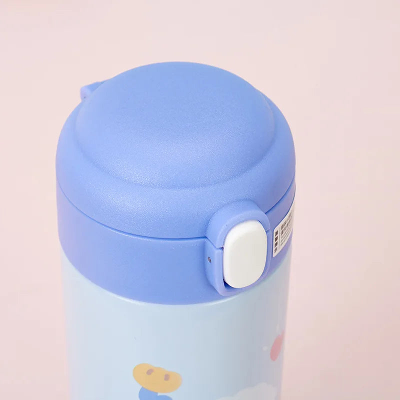 380ML Thermos Vacuum Flask Cute Cartoon 304 Stainless Steel Thermal Water Bottle Insulated Straw Cups Tumbler Drinkware