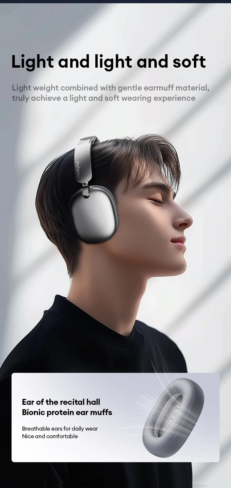 Original Lenovo TH60 Wireless Bluetooth 5.4 Headsets Over-Ear HD Call HIFI Surround Sound Headphones Low Game Latency Earphones