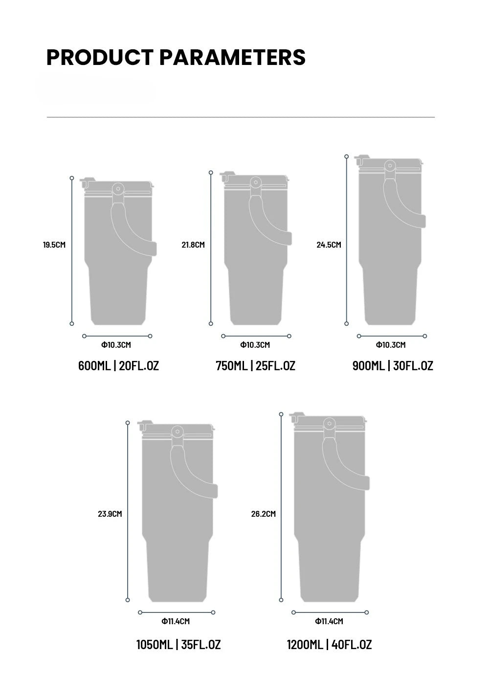 Tyeso Large-Capacity Vacuum Flasks Handle Vacuum Cup Dual-Drink Coffee Mug Stainless Steel Ice Cup Car Bottle Hot Cold Retention