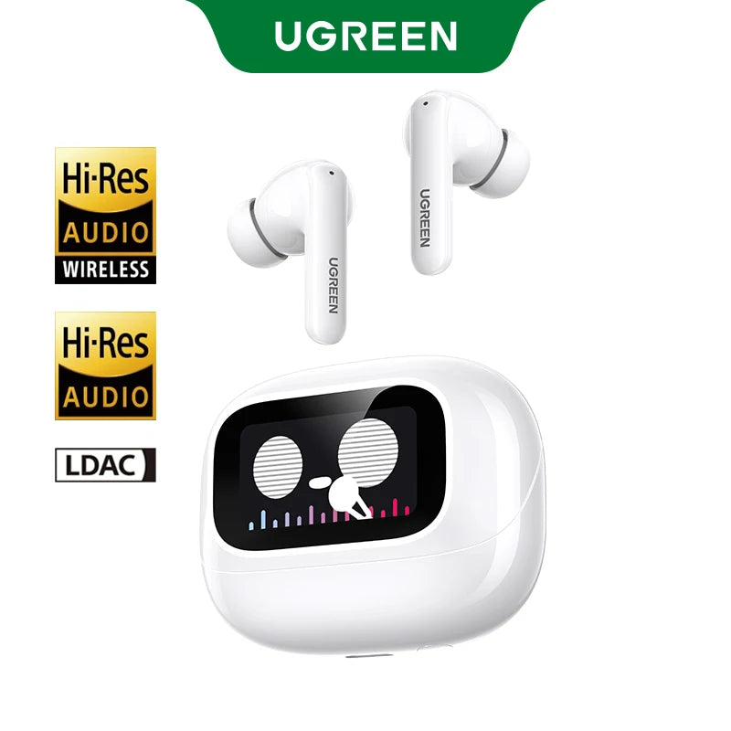 UGREEN LCD Full Color Smart Screen Wireless TWS Bluetooth Earphones Earbuds Open Clip Ear Headphones AI Call Noise Cancellation