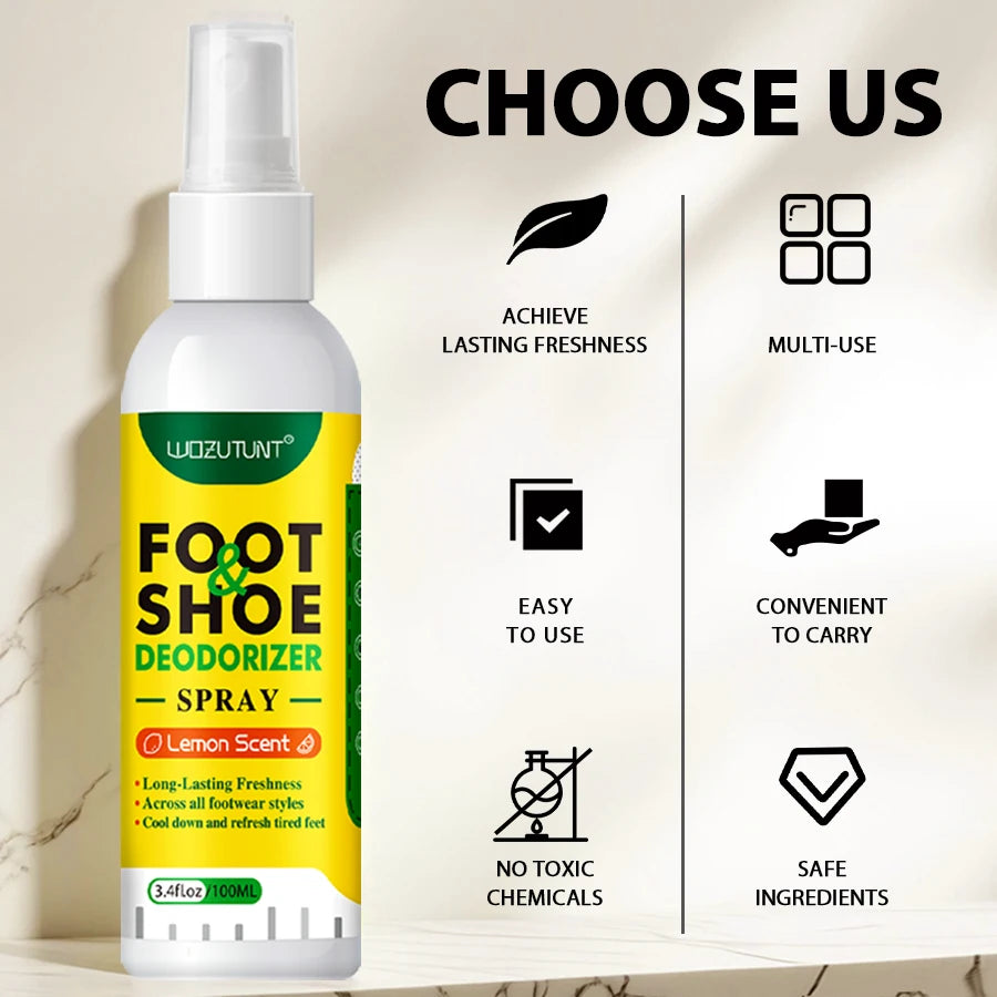 100ml Foot Shoes Deodorizer Spray Lemon Perfume Odor Nemesis Antibacterial Stink Removal Freshener