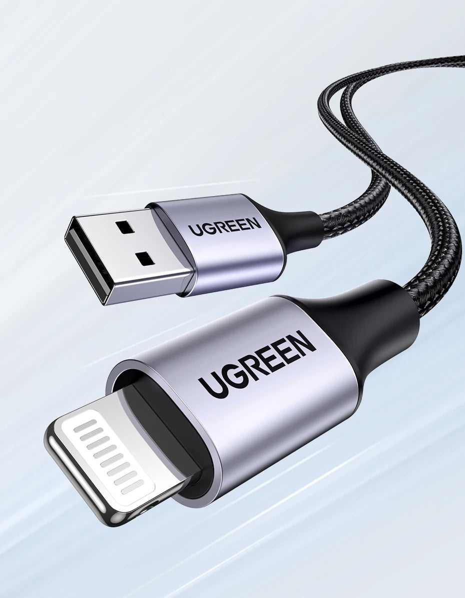 UGREEN MFi USB Cable for iPhone 14 13 12 Pro Max 2.4A Fast Charging Lightning Cable for iPad Mini Phone Data Cable