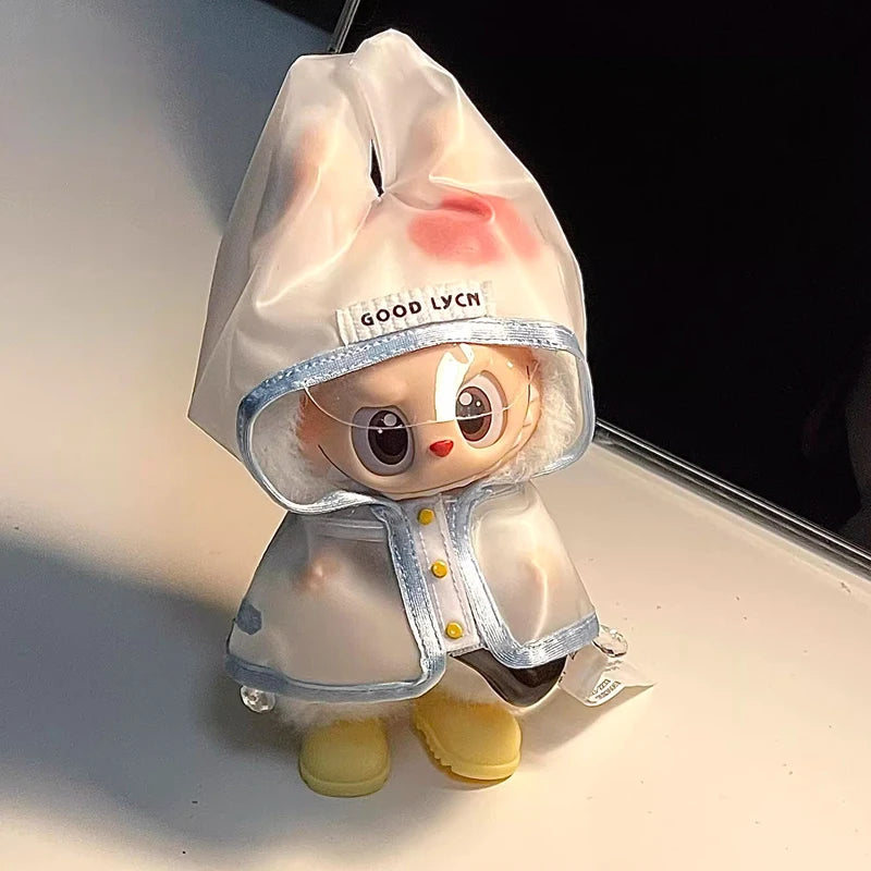 15-17cm Labubu Doll Clothes Dolls Raincoats Waterproof Rain Boots Shoes Set Clothing for Labubu Outfit Match Accessories Toys
