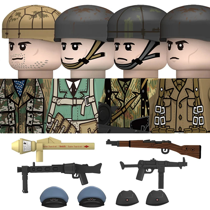 Military WW2 German Navy Armored Troops Building Blocks US 101st Britain Soviet Union Soldiers Infantry Weapons Bricks Toys Kids