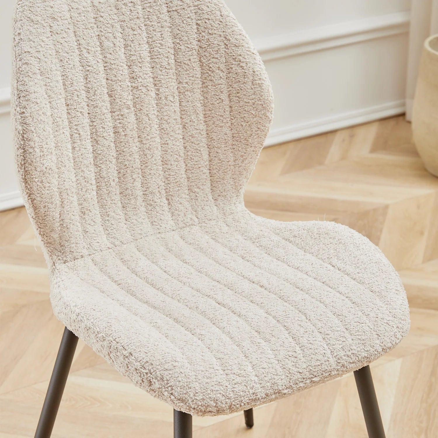 4Pcs Dining Chairs Linen Fabric Kitchen Chairs w/ Upholstered Padded Metal Legs for Office Balcony Restaurant Cafe Beige